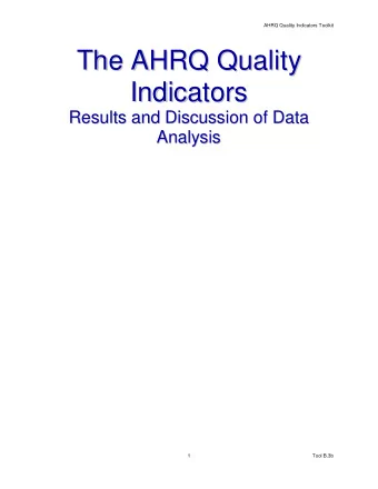 Th  he  e  A  AH  HR  RQ  Q  Q  Qu  ua  al  li  it  ty  y  T  In  nd  di  ic  ca  at  to  or  rs  s