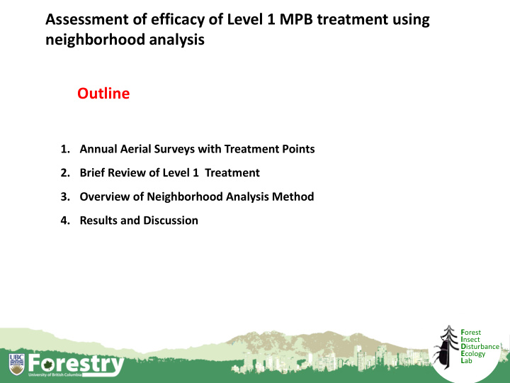 assessment of efficacy of level 1 mpb treatment using