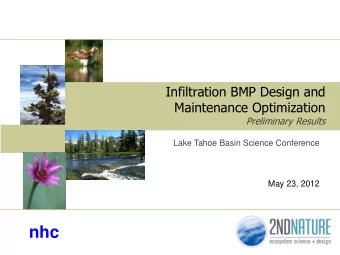 nhc Study overview  Literature  Stormwater Loading  Field BMP  Review  Simulations  Survey 2 nhc