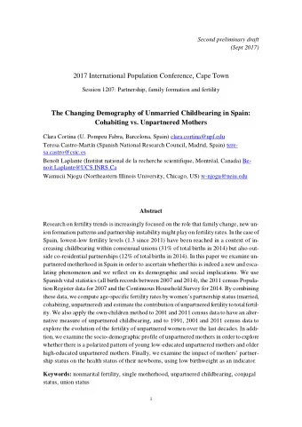 2017 International Population Conference, Cape Town  Session 1207: Partnership, family formation