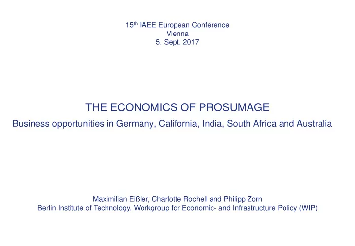 the economics of prosumage