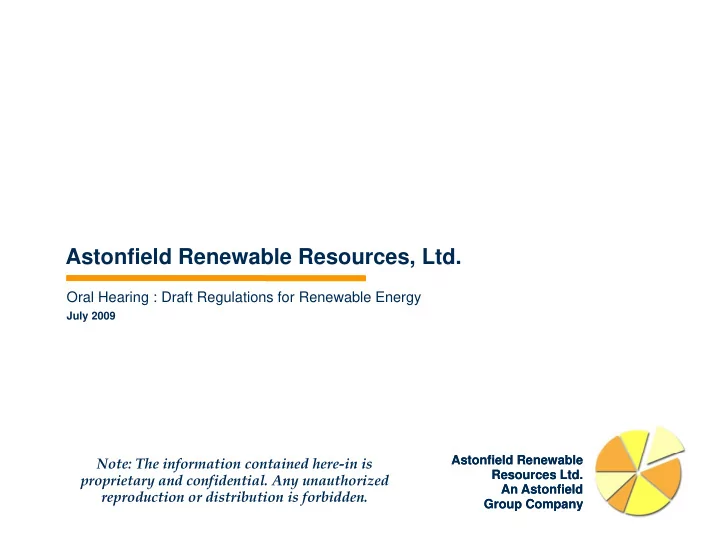 astonfield renewable resources ltd
