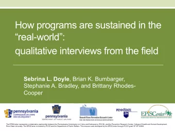 qualitative interviews from the field Sebrina L. Doyle , Brian K. Bumbarger,  Stephanie A. Bradley,