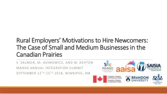 Canadian Prairies  S. SALMON, M. AKIMOWICZ, AND W. ASHTON  MANSO ANNUAL INTEGRATION SUMMIT