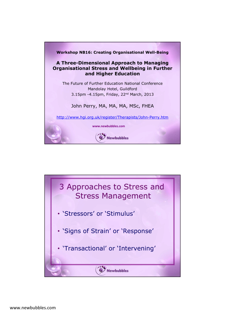 3 approaches to stress and stress management