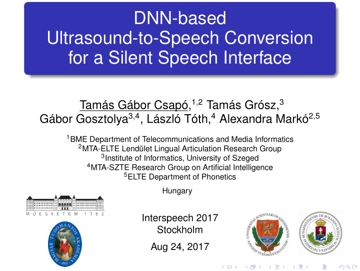 dnn based ultrasound to speech conversion for a silent