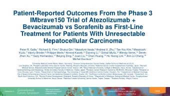 IMbrave150 Trial of Atezolizumab +  Bevacizumab vs Sorafenib as First-Line  Treatment for Patients