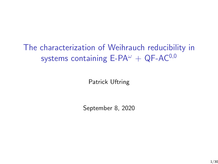 the characterization of weihrauch reducibility in