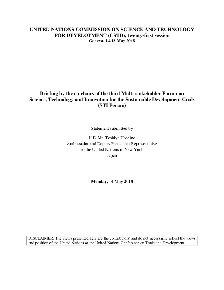 united nations commission on science and technology for