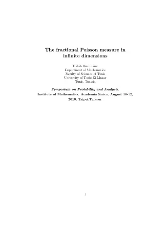 The fractional Poisson measure in  infinite dimensions  Habib Ouerdiane  Department of Mathematics