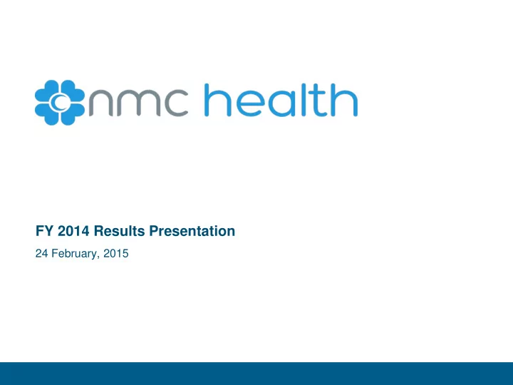 fy 2014 results presentation