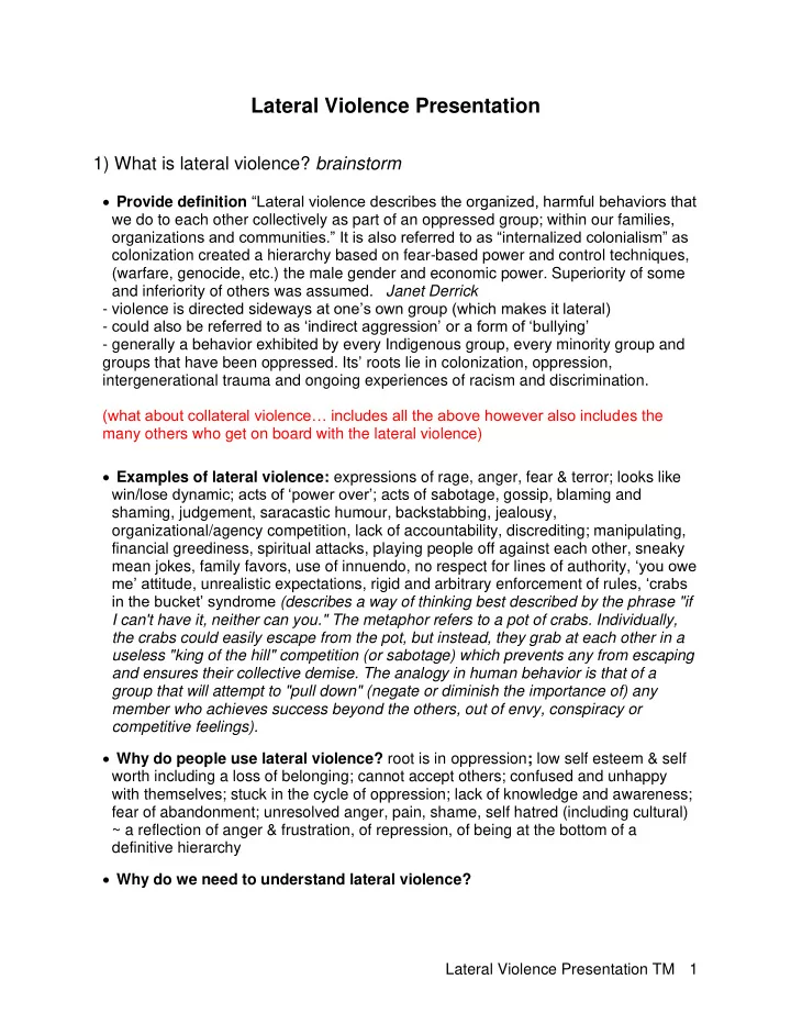 lateral violence presentation