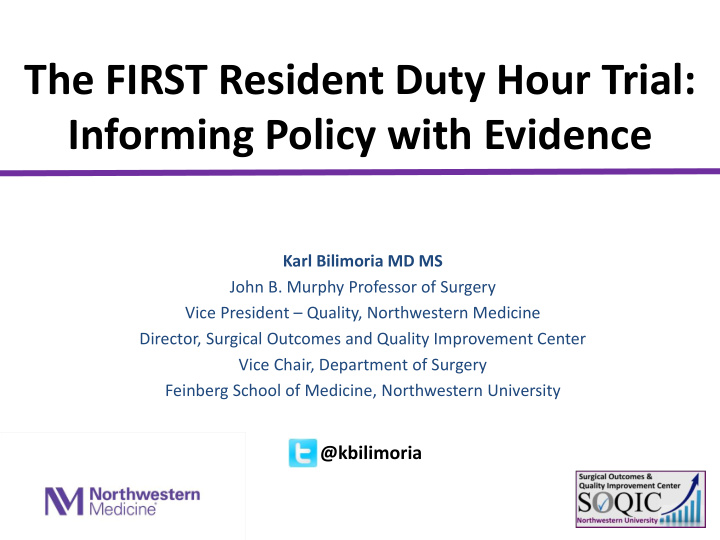 the first resident duty hour trial