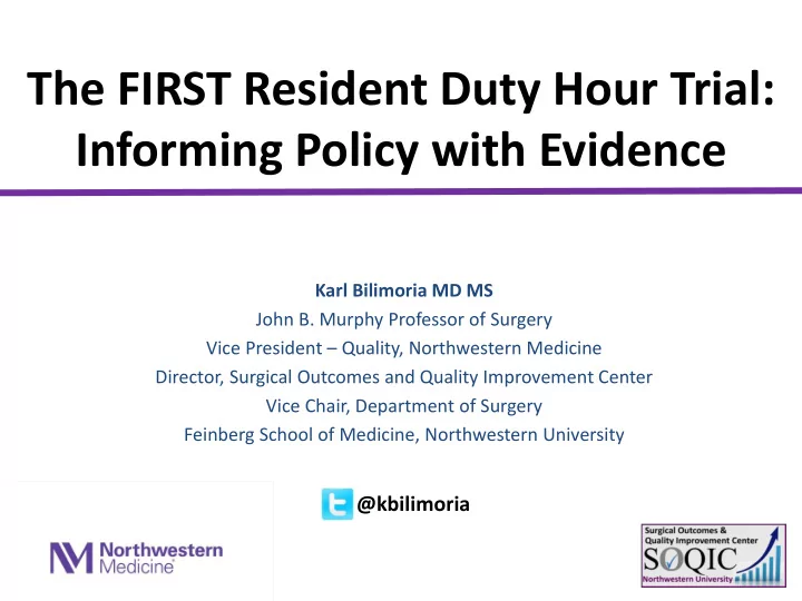 the first resident duty hour trial