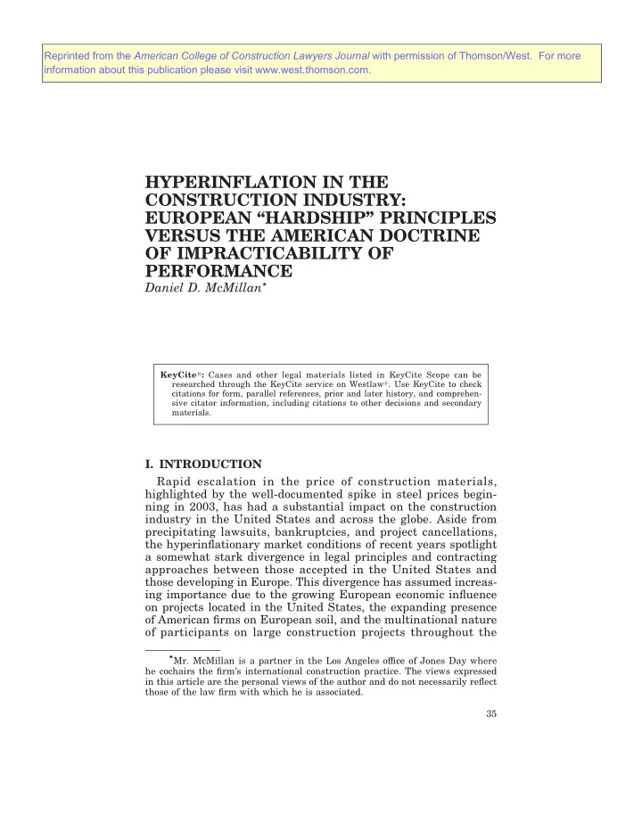 hyperinflation in the construction industry european