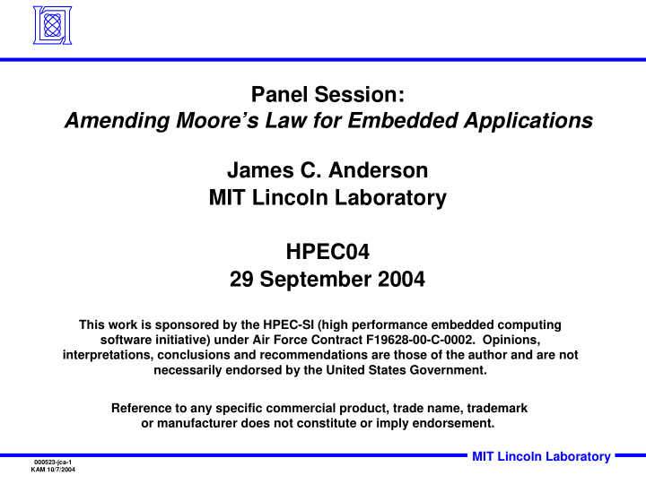 panel session amending moore s law for embedded