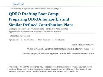 Similar Defined Contribution Plans  Strategies for Family Law Practitioners to Help Ensure