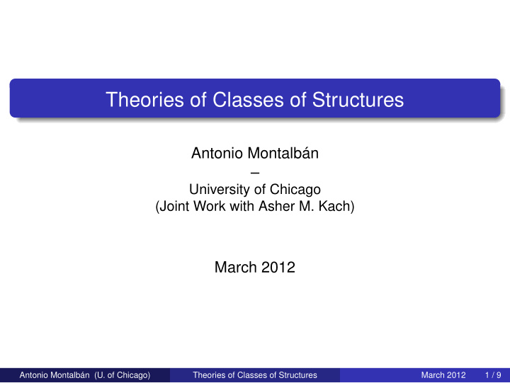 theories of classes of structures