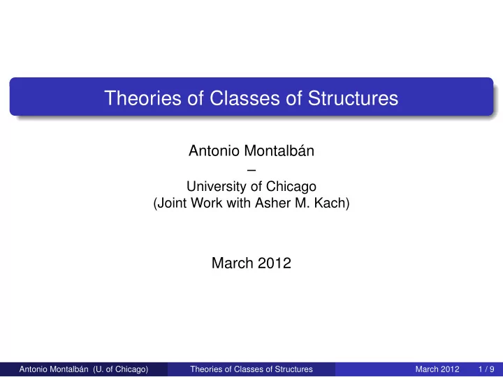 theories of classes of structures