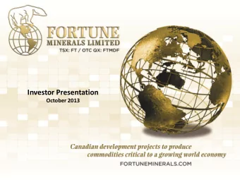 Investor Presentation  October 2013  This document contains certain forward-looking information.
