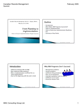 Canadian Records Management  February 2005  Summit  Canadian Records Management Summit  Calgary,