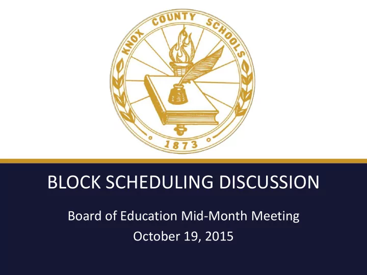 block scheduling discussion