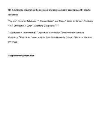 Bif-1 deficiency impairs lipid homeostasis and causes obesity accompanied by insulin  resistance