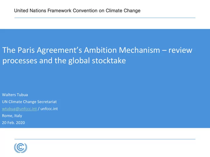 the paris agreement s ambition mechanism review processes