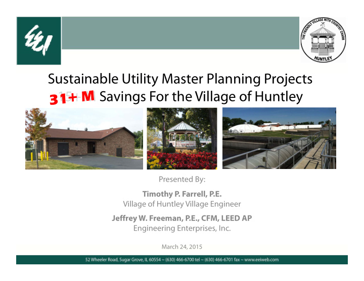 sustainable utility master planning projects 15 m savings