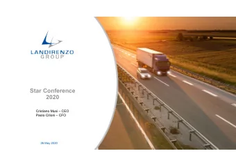 Star Conference  2020  Cristiano Musi  CEO  Paolo Cilloni  CFO  26 May 2020  Disclaimer  This