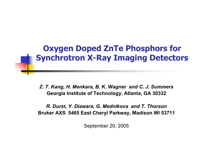 oxygen doped znte phosphors for synchrotron x ray imaging