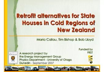 Retrofit alternatives for State  Retrofit alternatives for State  Houses in Cold Regions of  Houses