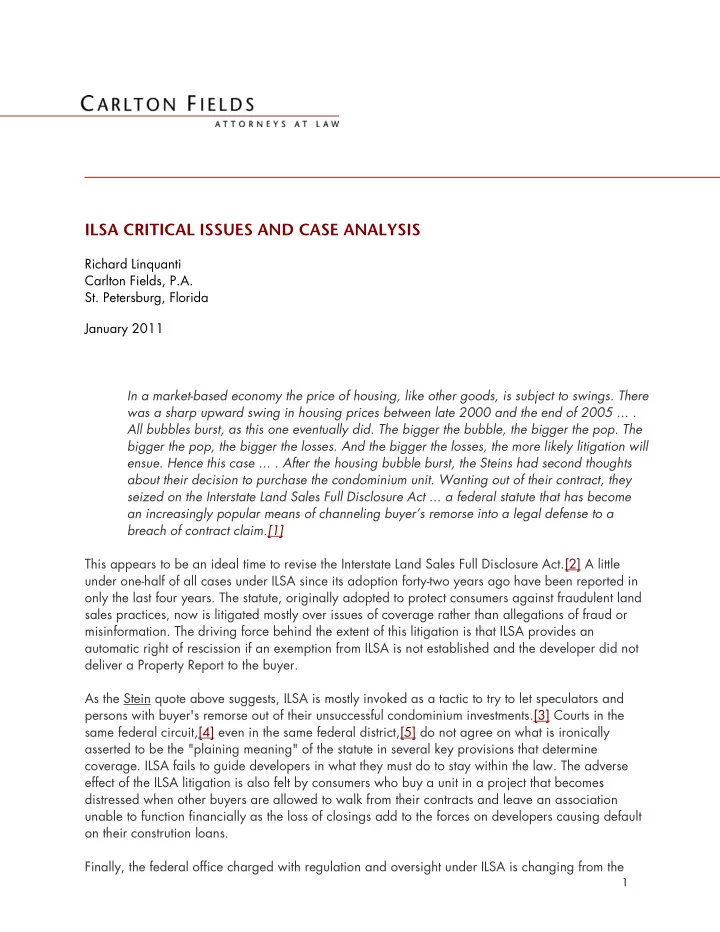 ilsa critical issues and case analysis