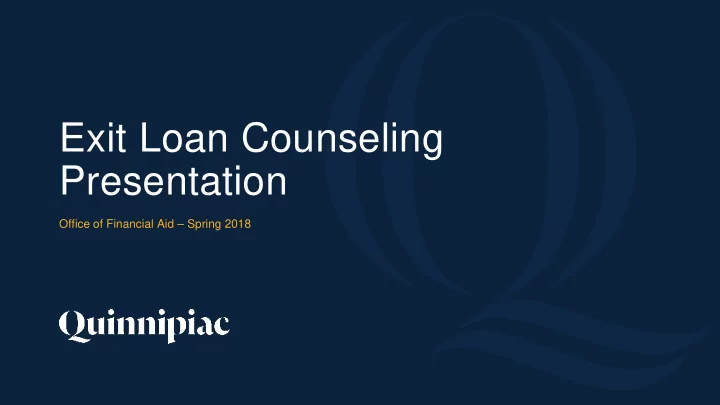 exit loan counseling presentation