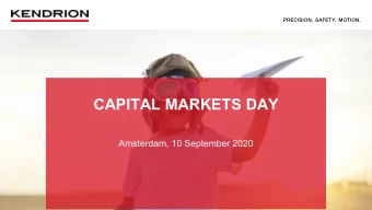 CAPITAL MARKETS DAY  Amsterdam, 10 September 2020  1  AGENDA    Introduction    Strategic