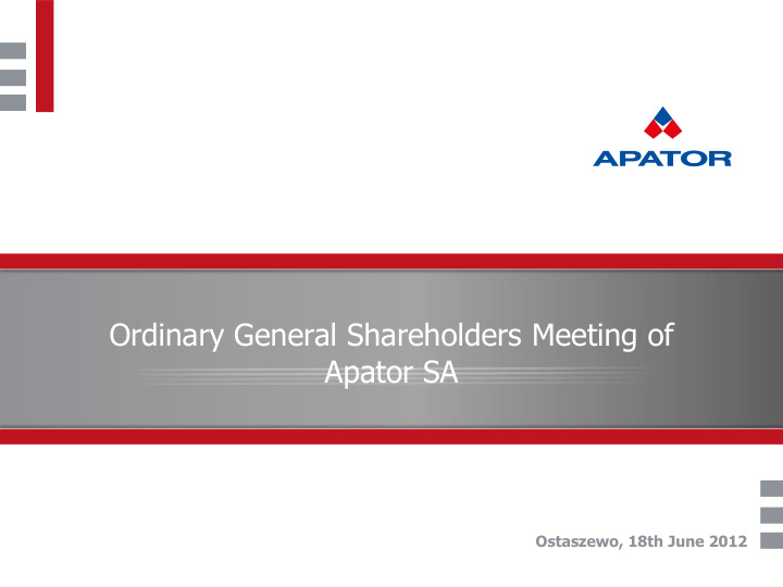 ordinary general shareholders meeting of apator sa
