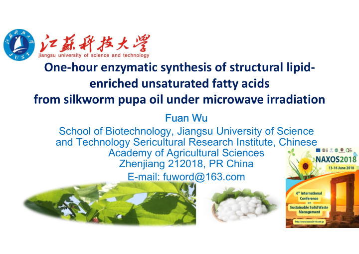 one hour enzymatic synthesis of structural lipid enriched