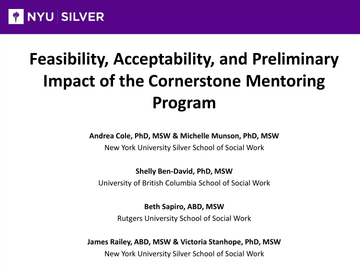 feasibility acceptability and preliminary impact of the