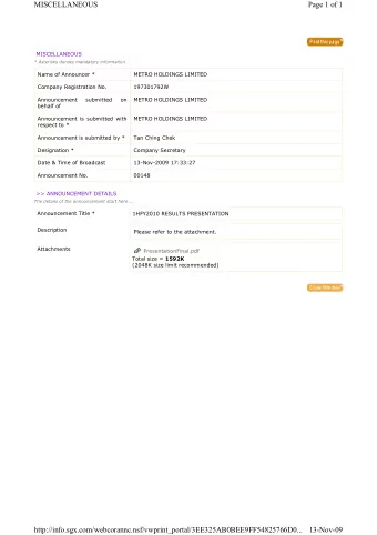 MISCELLANEOUS  Page 1 of 1  MISCELLANEOUS  * Asterisks denote mandatory information  Name of