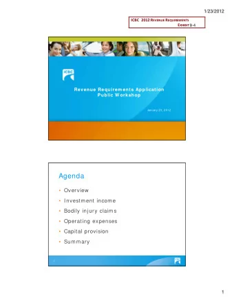 Agenda  Overview  Investment income  Bodily injury claims  Operating expenses