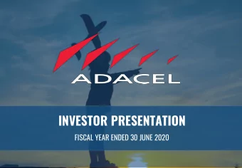 INVESTOR PRESENTATION  FISCAL YEAR ENDED 30 JUNE 2020  DISCLAIMER  This presentation has been
