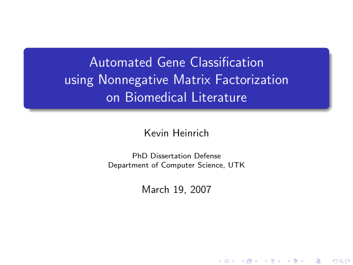 automated gene classification using nonnegative matrix