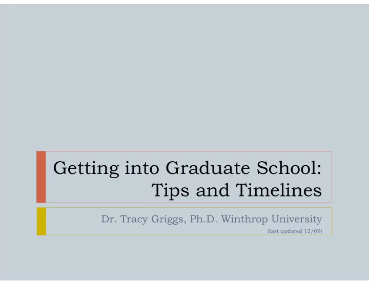 getting into graduate school tips and timelines