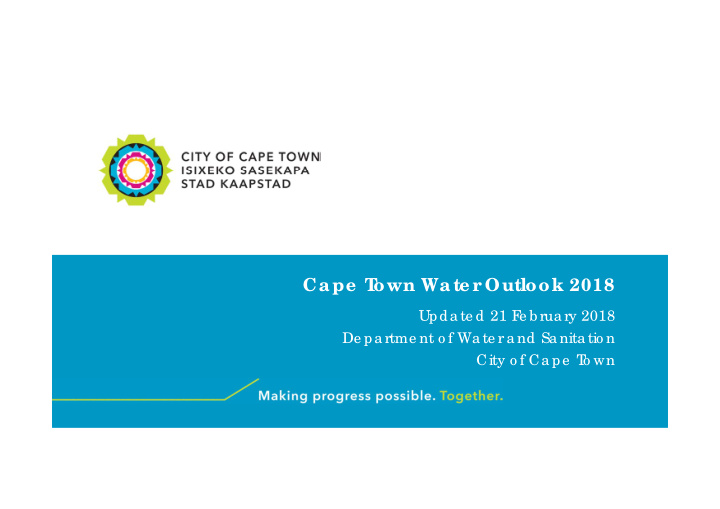 cape t own wate r outlook 2018