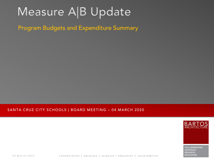 program budgets and expenditure summary