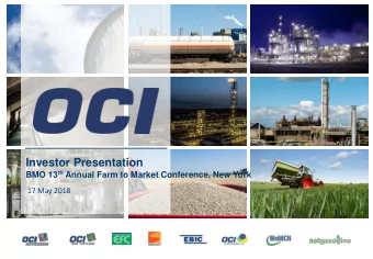 Investor Presentation BMO 13 th Annual Farm to Market Conference, New York  17 May 2018  Disclaimer