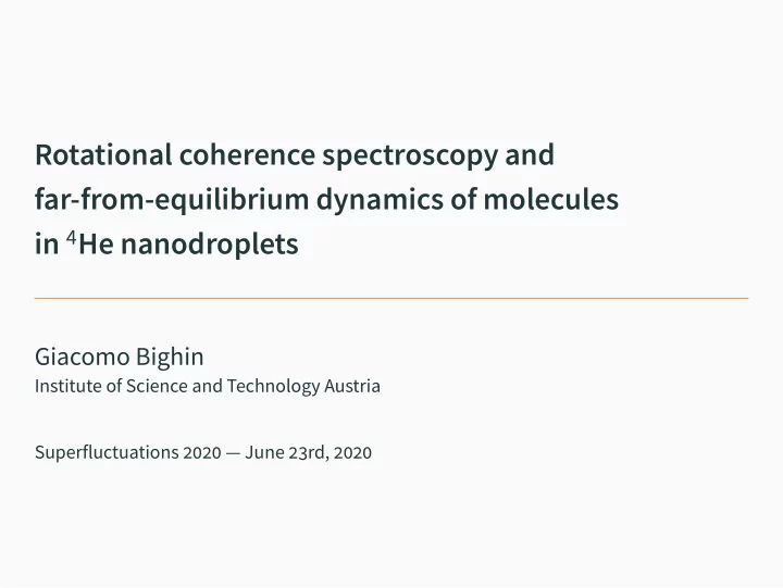 rotational coherence spectroscopy and far from