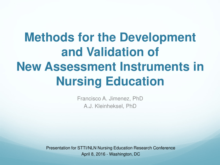 methods for the development and validation of new