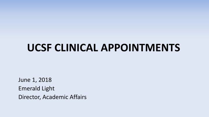 ucsf clinical appointments