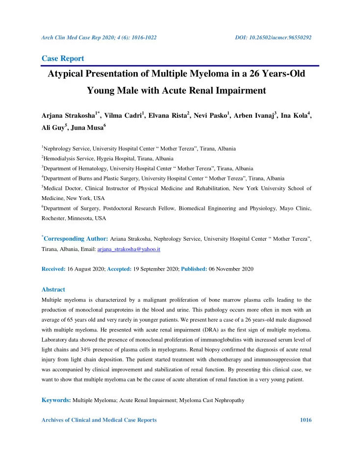 atypical presentation of multiple myeloma in a 26 years